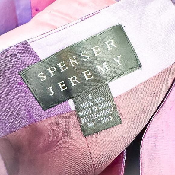 Jeremy Spenser Madras Plaid 100% Silk Checkered Pencil Skirt Purple Size 6 - Picture 2 of 6